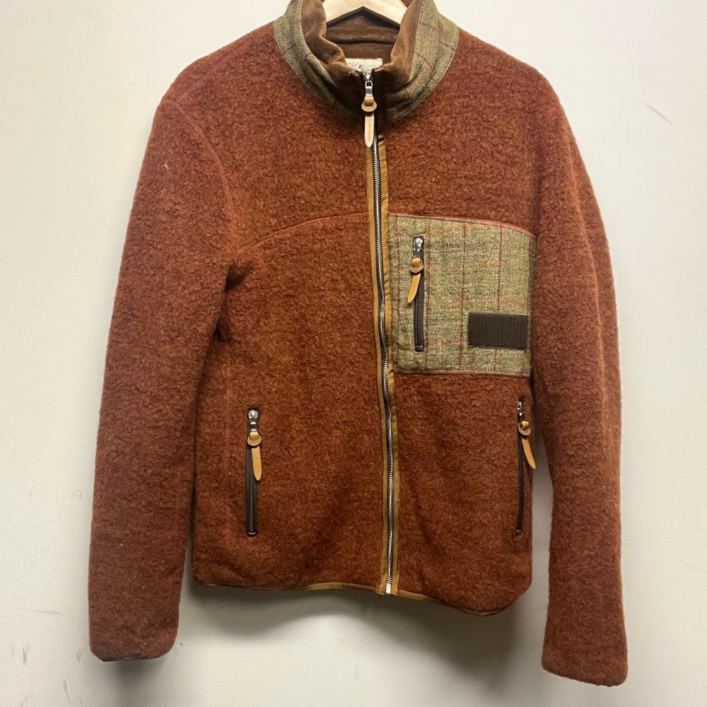 Journal Standard Rust Orange Fleece Jacket with Plaid Pocket